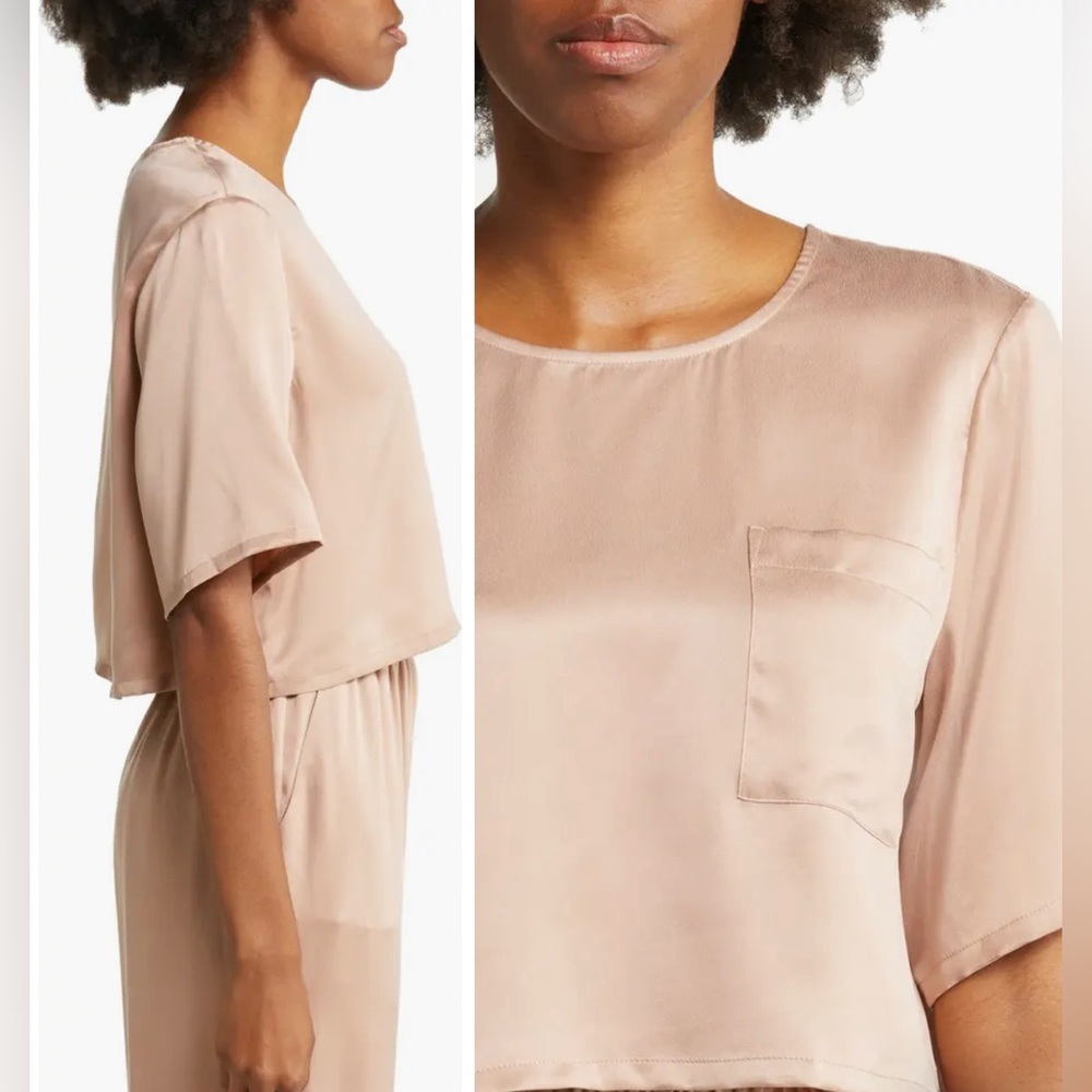 NWOT Lunya washable silk crop tshirt size L - Picture 2 of 10